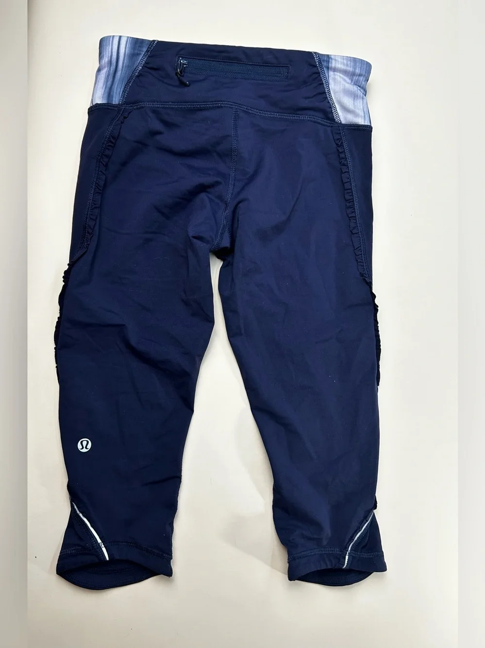 lululemon athletica Navy Capri Leggings with Multicolor Waistband size 2